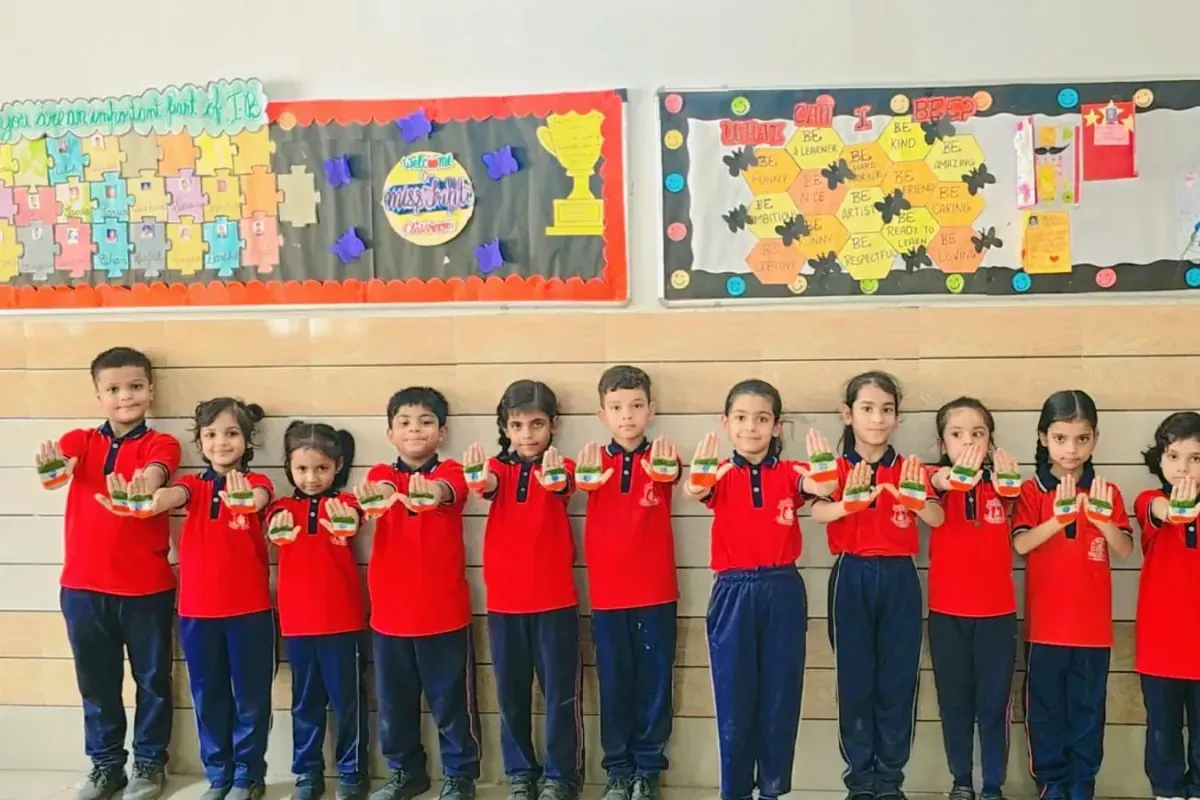 Young learners showing their craft activity