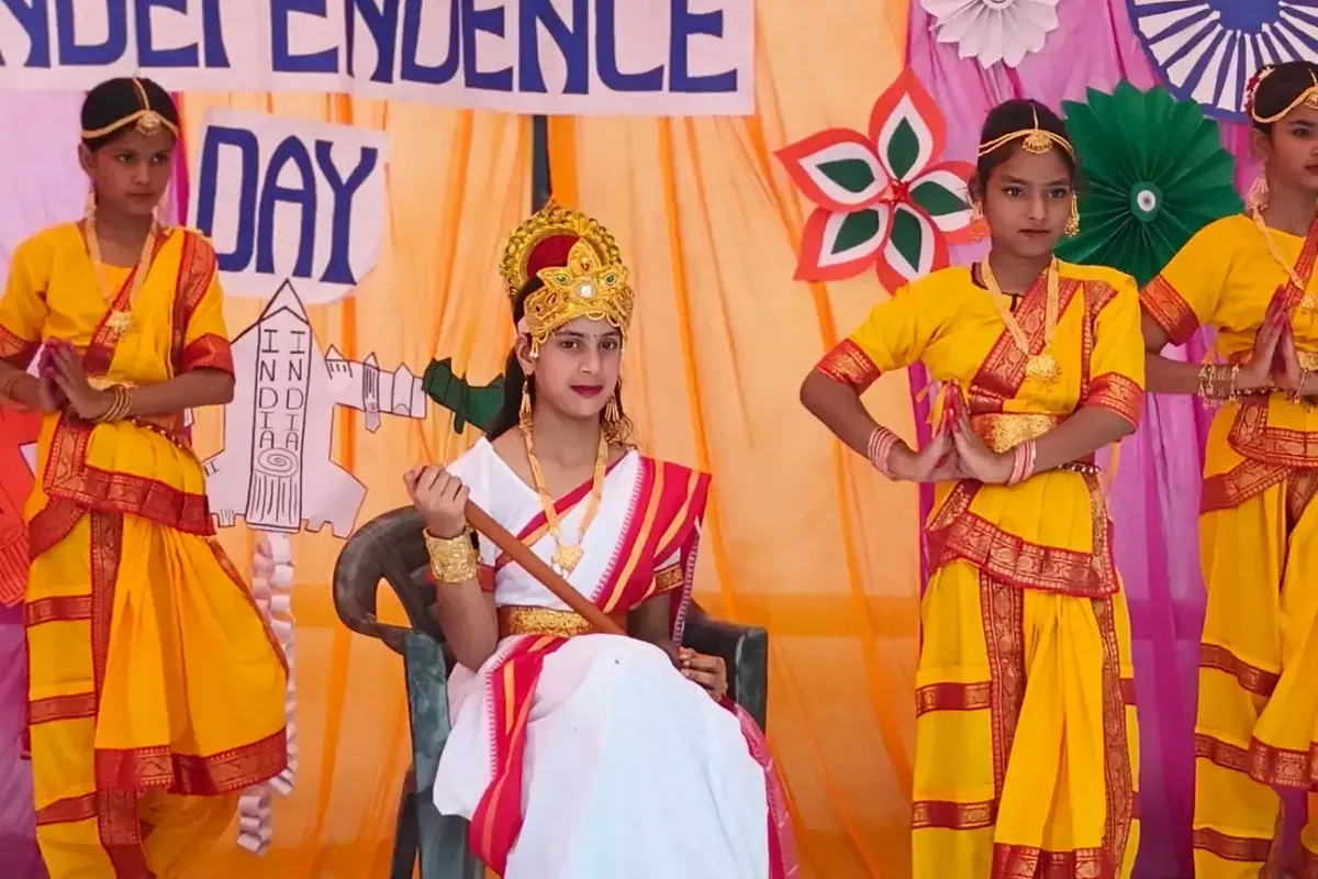 Students performing a dance on Independence Day